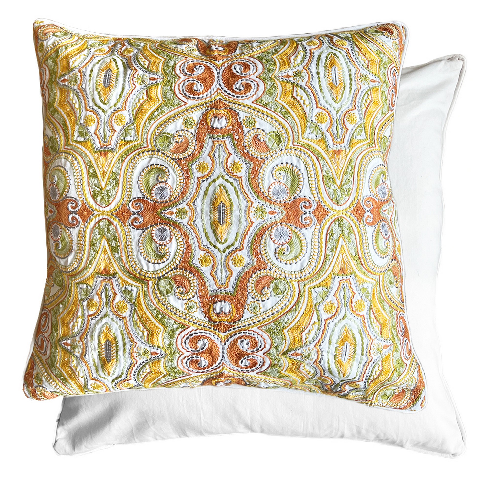 Kalan Embroidered Cushion By William Yeoward In Spice Orange